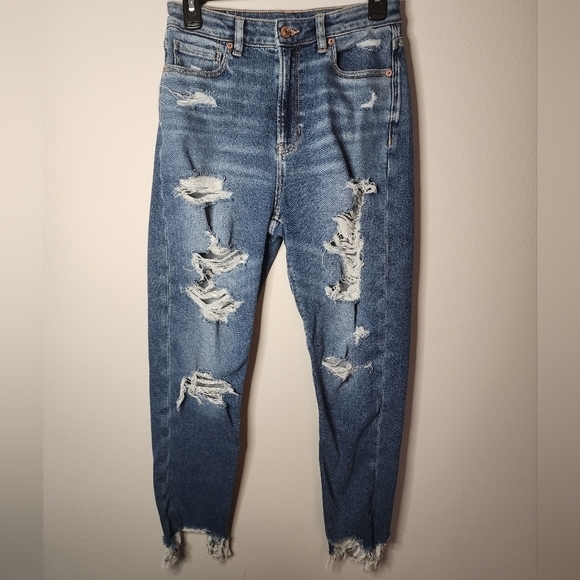 American Eagle Outfitters Denim - American Eagle Stretch Highest Rise Mom‎ Ankle Jean, Distressed, Women's 4 Long